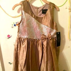 New Girl's Laundry Pewter Sequin Bow Sleeveless Party Dress, 4T